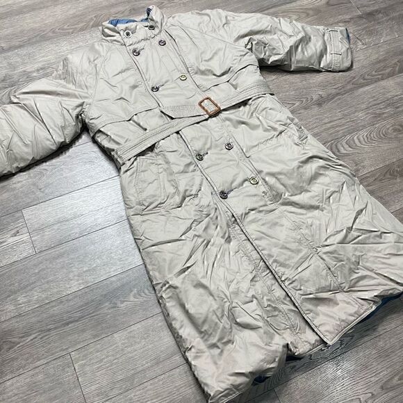 Eddie Bauer Goose Down Winter Jacket Trenchcoat Womens Medium Petite Reversible - Picture 3 of 16